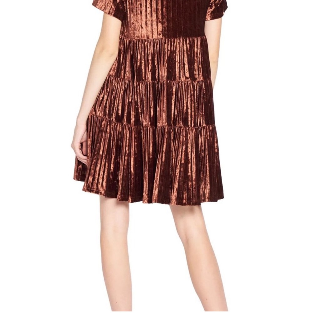 En Saison Velvet Tiered Babydoll Swing Dress - Picture 4 of 4